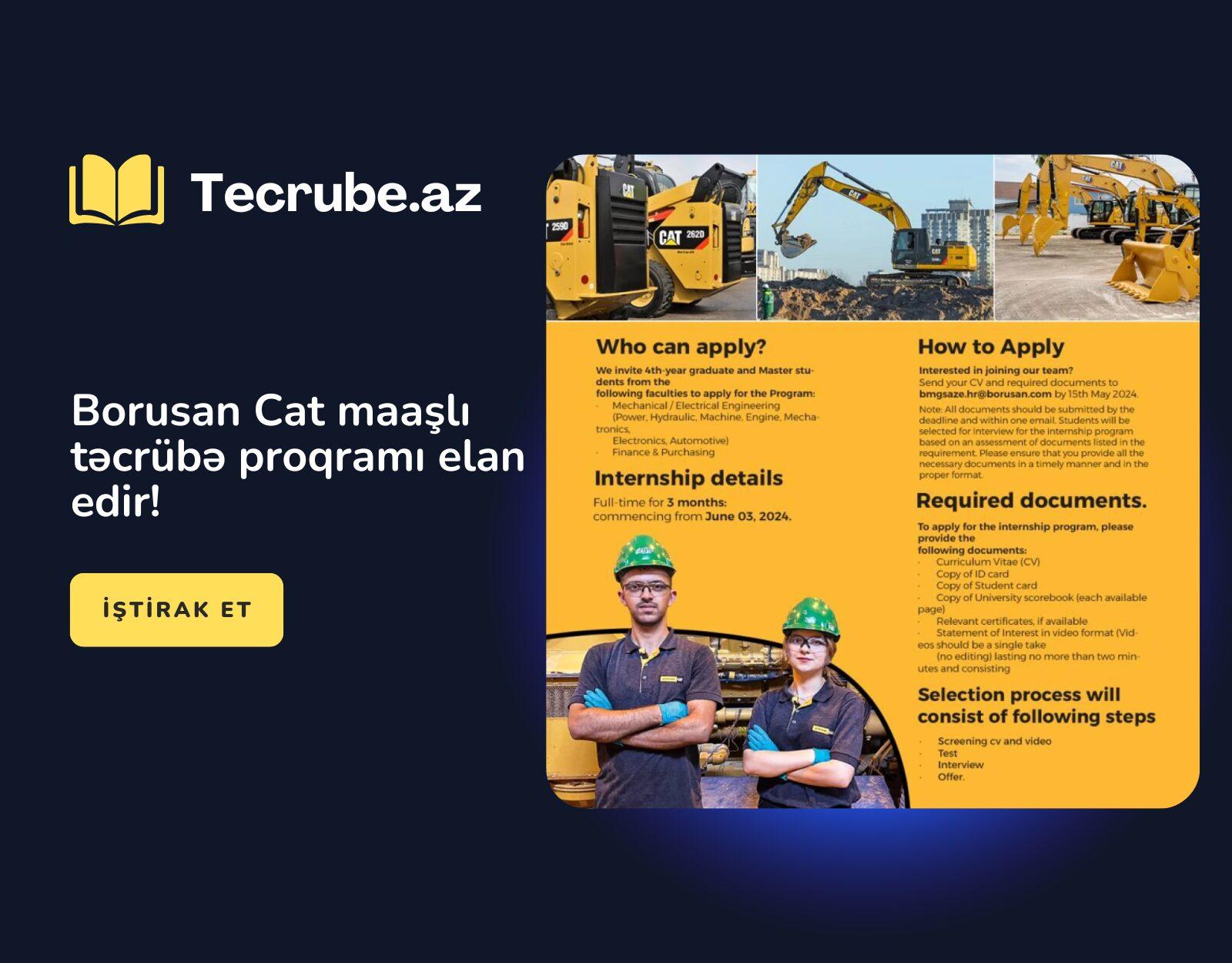 Borusan Cat maaşlı təcrübə proqramı elan edir!